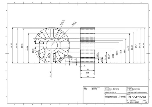 Estator de 12 ranuras
